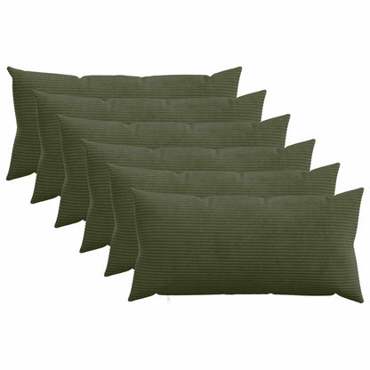 Cushion Cover 6 pcs HEERLEN Green 40 x 80 cm Corduroy