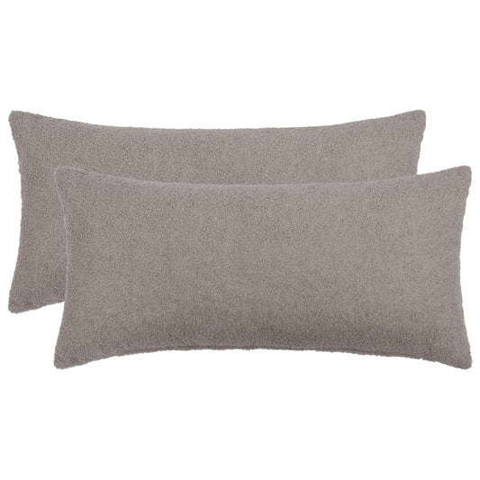 Cushion Cover 2 pcs HEERLEN Light Grey 40 x 80 cm Bouclé