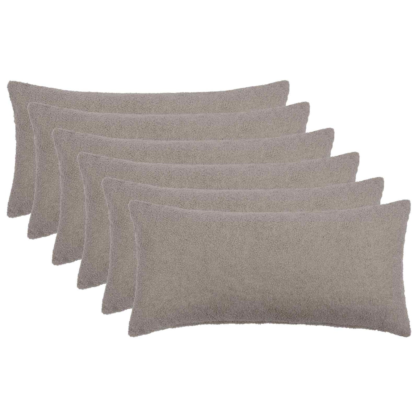 Cushion Cover 6 pcs HEERLEN Light Grey 40 x 80 cm Bouclé