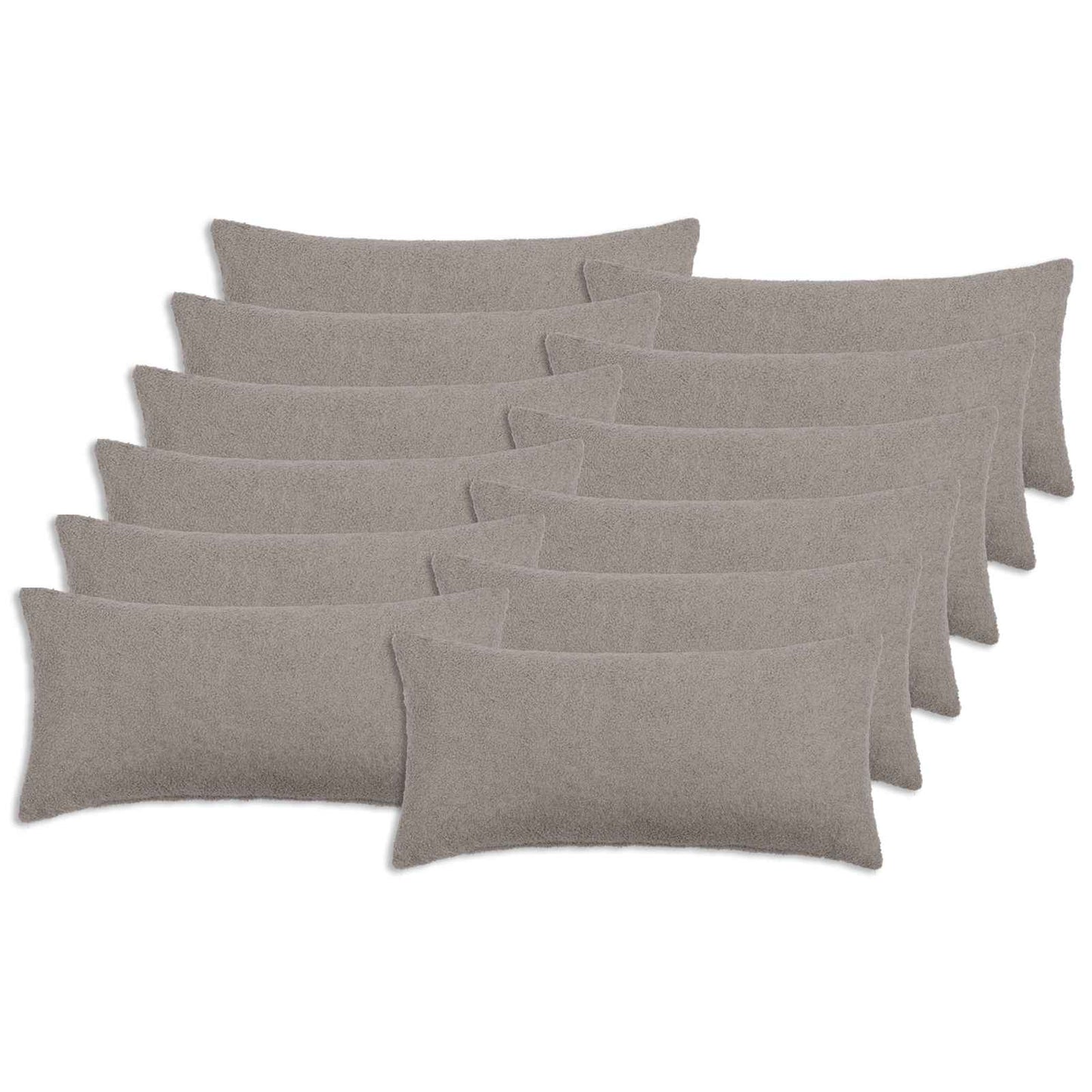 Cushion Cover 12 pcs HEERLEN Light Grey 40 x 80 cm Bouclé