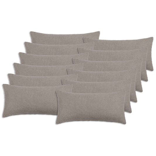 Cushion Cover 12 pcs HEERLEN Light Grey 40 x 80 cm Bouclé