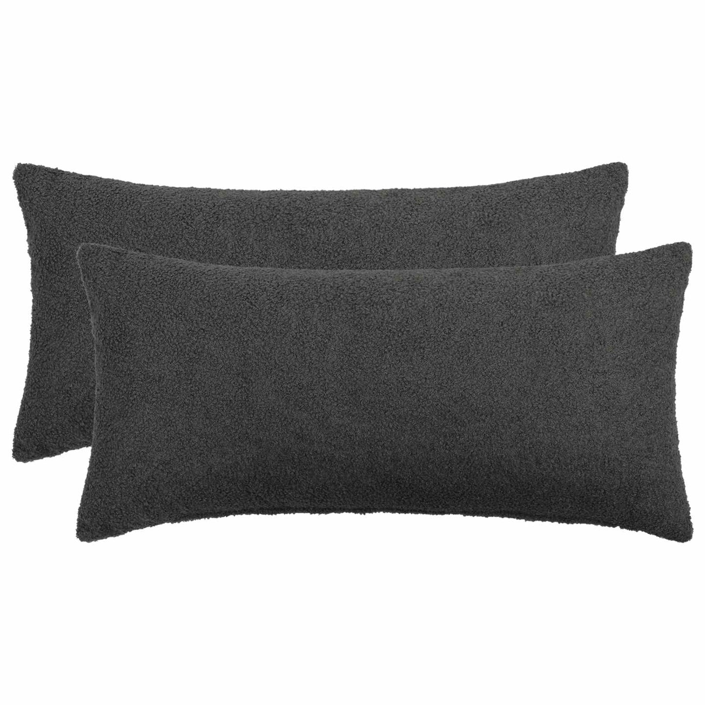 Cushion Cover 2 pcs HEERLEN Dark Grey 40 x 80 cm Bouclé