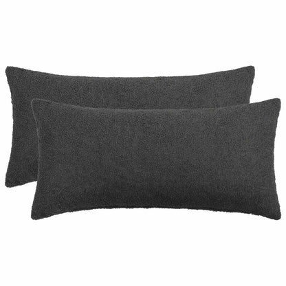 Cushion Cover 2 pcs HEERLEN Dark Grey 40 x 80 cm Bouclé