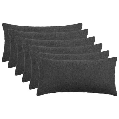 Cushion Cover 6 pcs HEERLEN Dark Grey 40 x 80 cm Bouclé