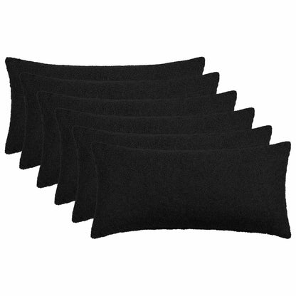 Cushion Cover 6 pcs HEERLEN Black 40 x 80 cm Bouclé