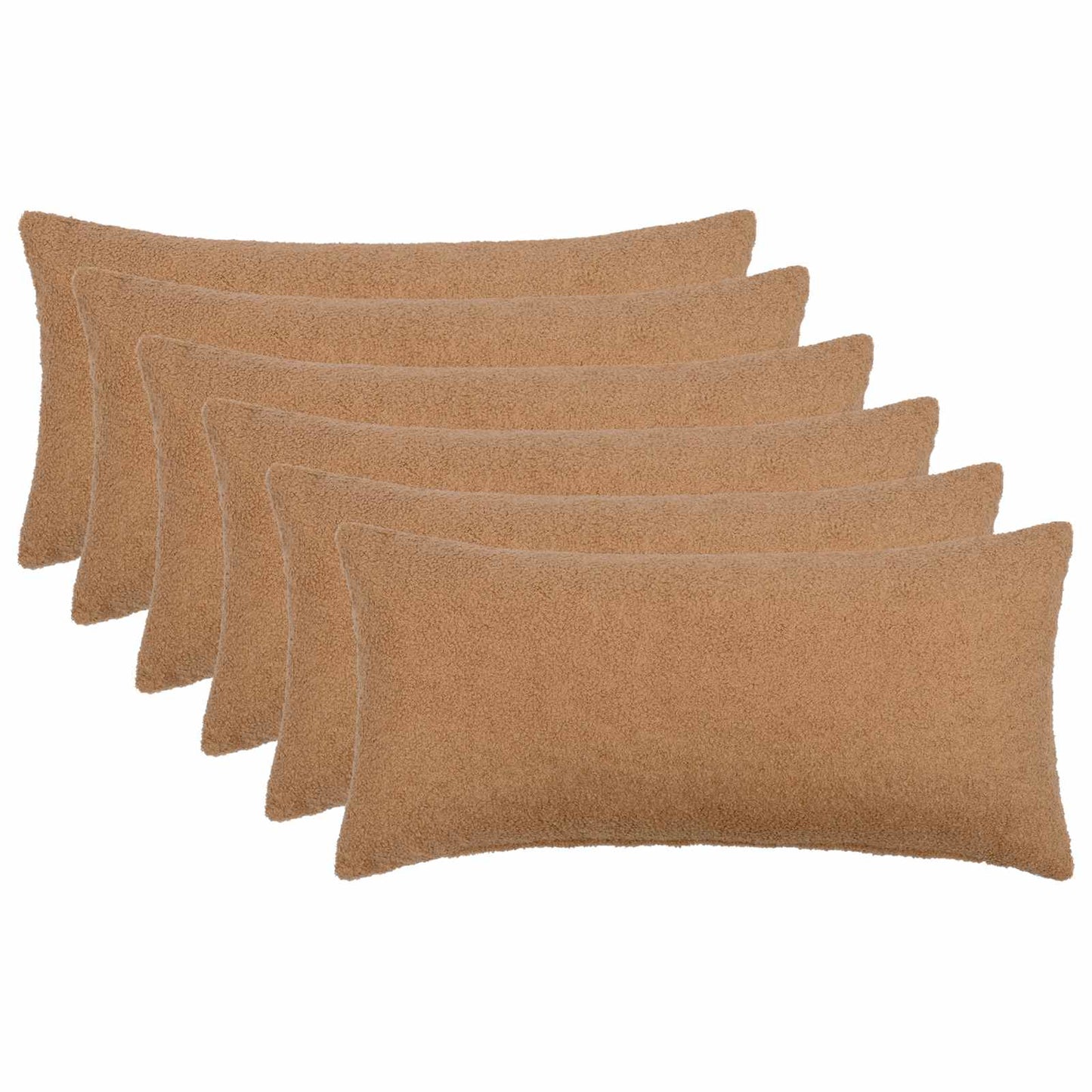 Cushion Cover 6 pcs HEERLEN Beige 40 x 80 cm Bouclé