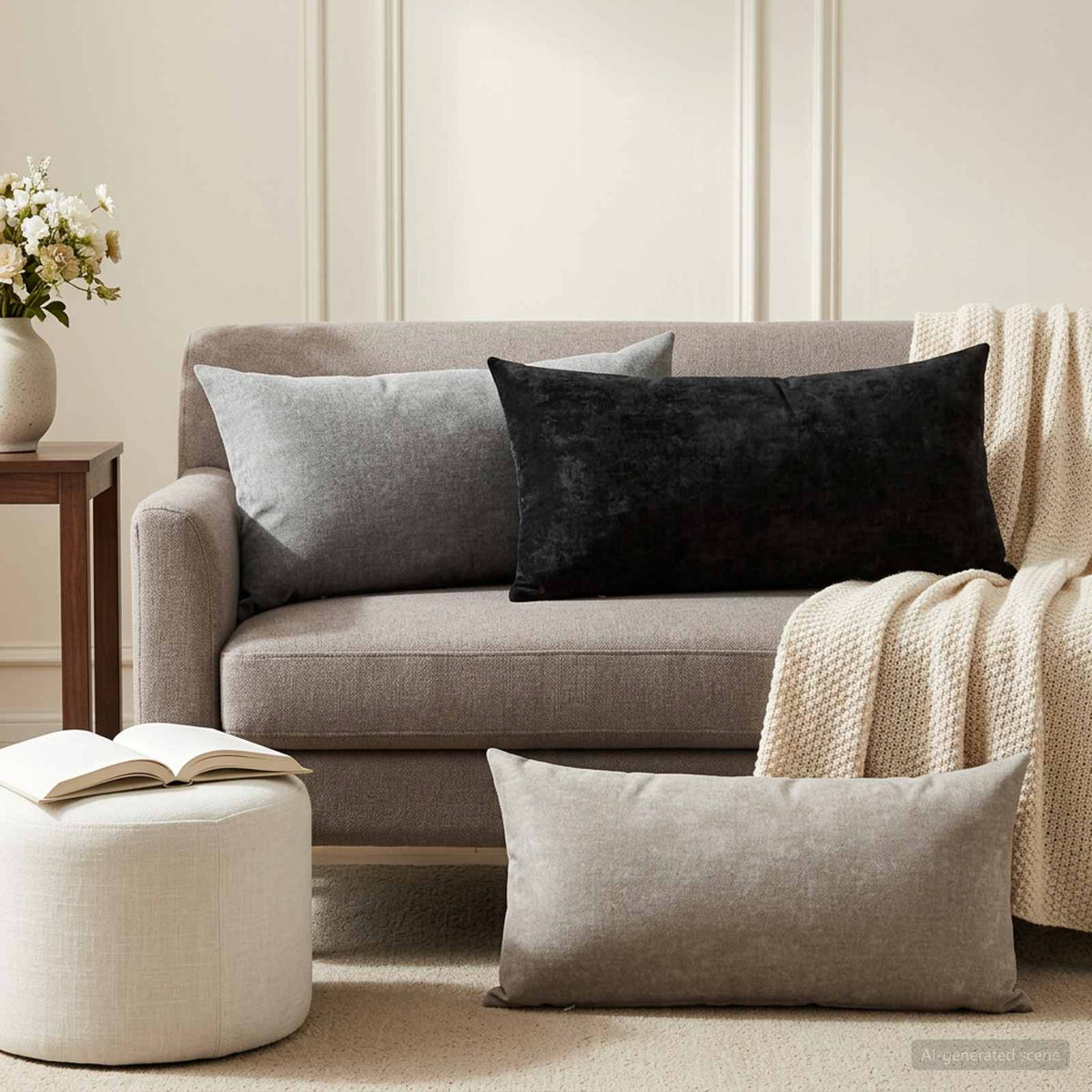 Throw Pillow 2 pcs HEERLEN Dark Grey 40 x 80 cm Chenille Fabric