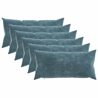 Cushion Cover 6 pcs HEERLEN Blue 40 x 80 cm Chenille Fabric