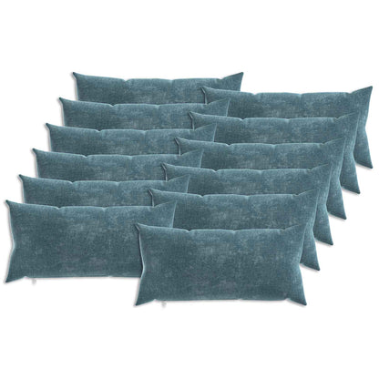 Cushion Cover 12 pcs HEERLEN Blue 40 x 80 cm Chenille Fabric