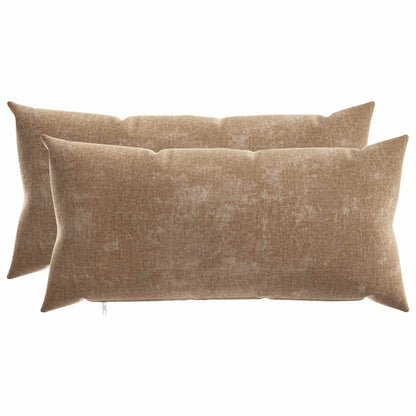 Cushion Cover 2 pcs HEERLEN Brown 40 x 80 cm Chenille Fabric