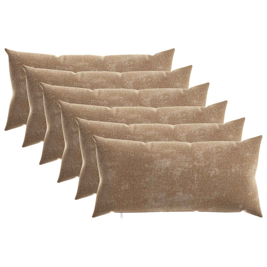 Cushion Cover 6 pcs HEERLEN Brown 40 x 80 cm Chenille Fabric