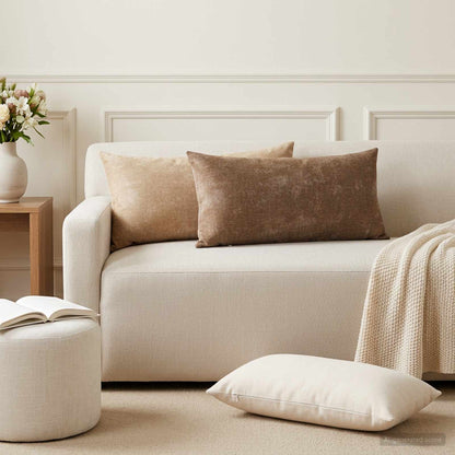 Cushion Cover 6 pcs HEERLEN Taupe 40 x 80 cm Chenille Fabric