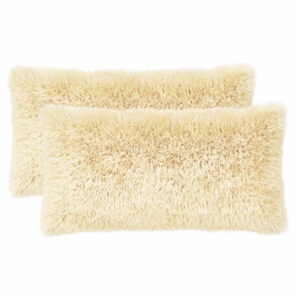 Cushion Cover 2 pcs HEERLEN Cream 40 x 80 cm PV Fleece