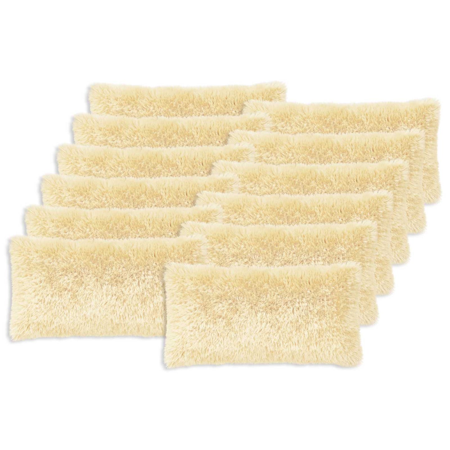 Cushion Cover 12 pcs HEERLEN Cream 40 x 80 cm PV Fleece