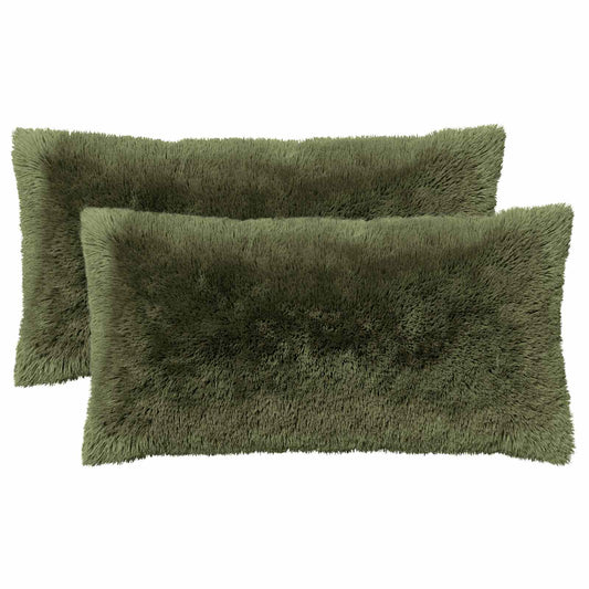 Cushion Cover 2 pcs HEERLEN Green 40 x 80 cm PV Fleece