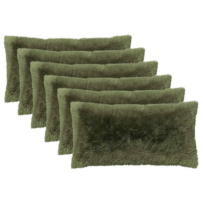 Cushion Cover 6 pcs HEERLEN Green 40 x 80 cm PV Fleece