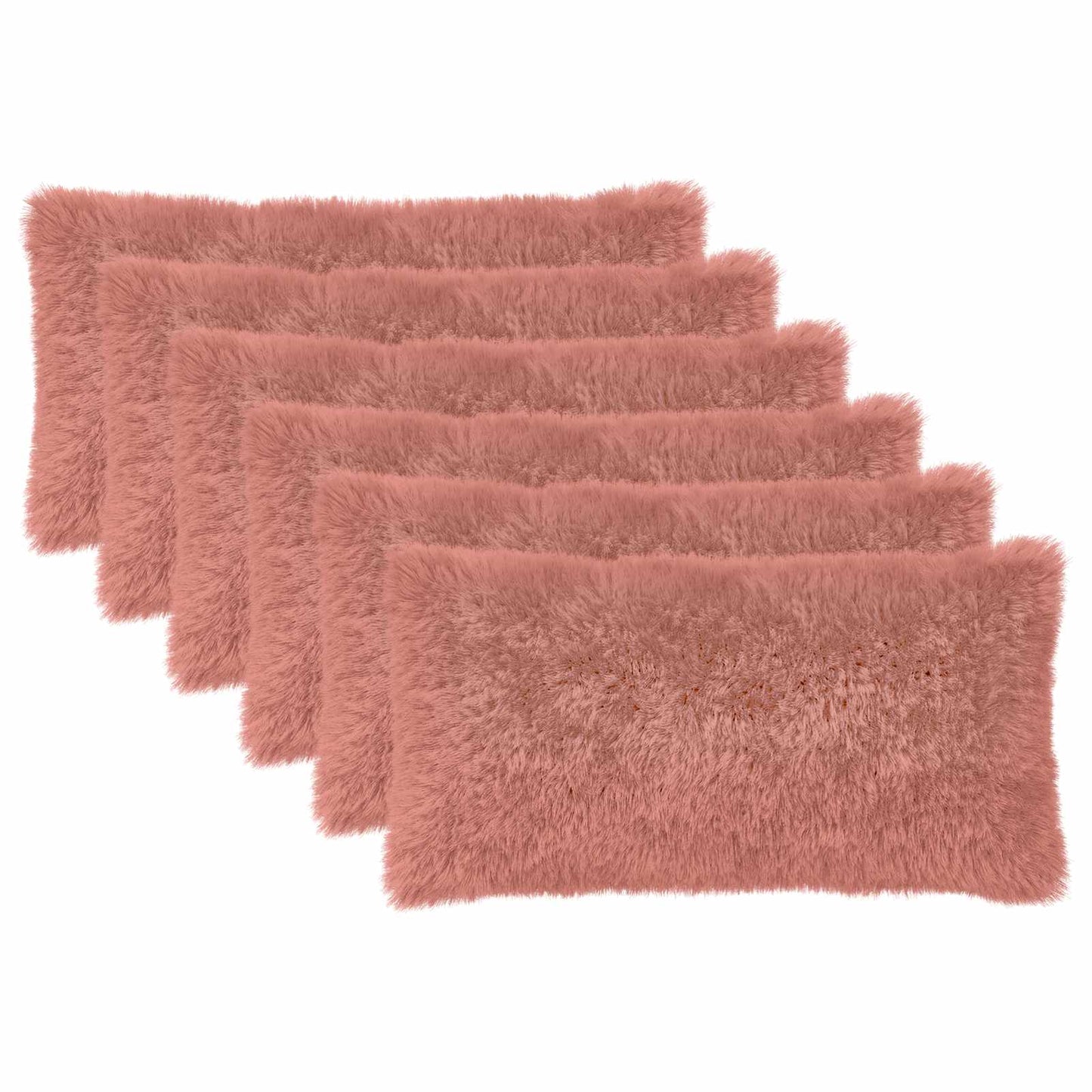 Cushion Cover 6 pcs HEERLEN Pink 40 x 80 cm PV Fleece