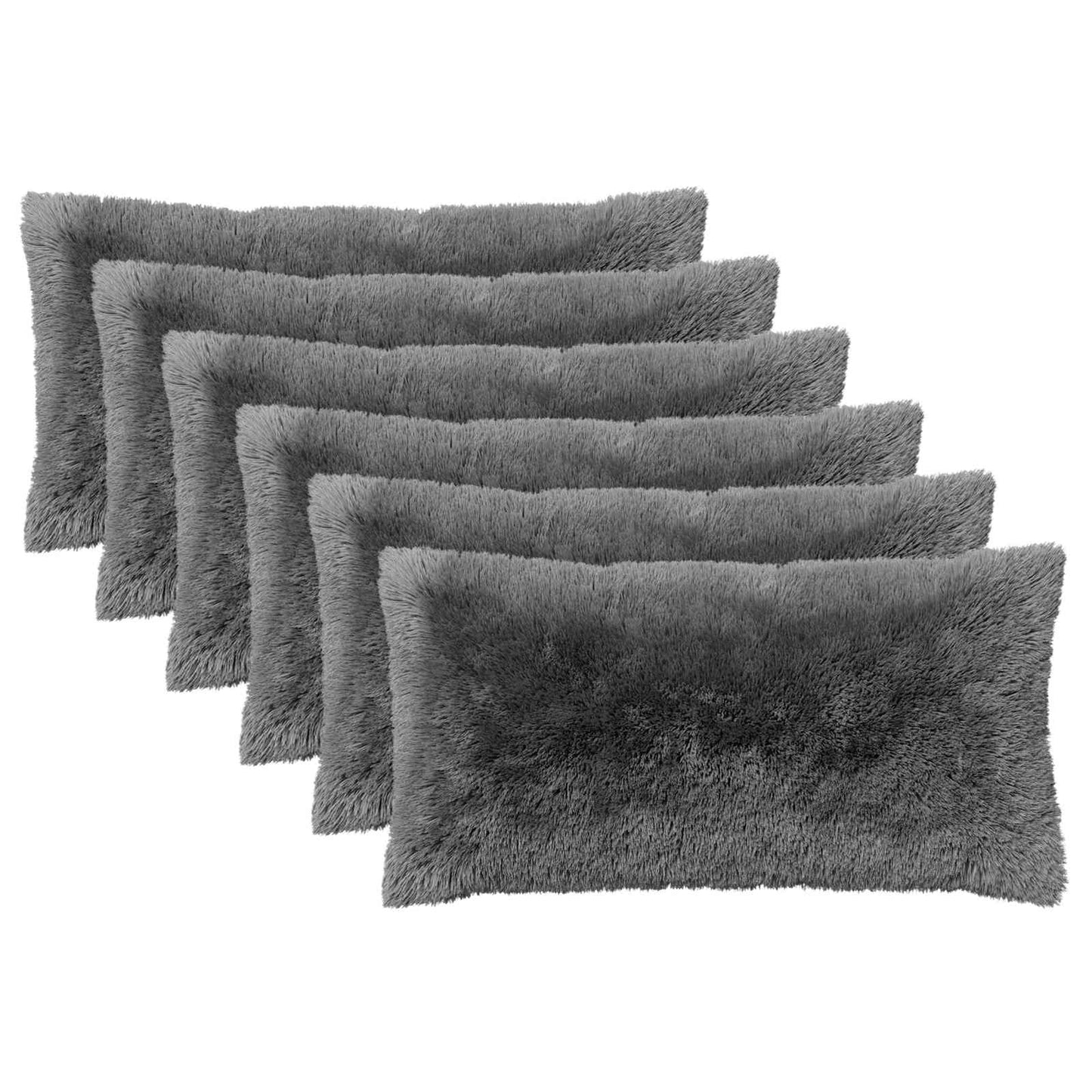 Cushion Cover 6 pcs HEERLEN Light Grey 40 x 80 cm PV Fleece