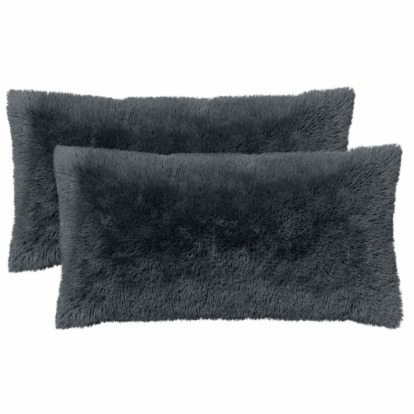 Cushion Cover 2 pcs HEERLEN Anthracite 40 x 80 cm PV Fleece