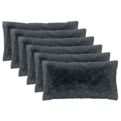 Cushion Cover 6 pcs HEERLEN Anthracite 40 x 80 cm PV Fleece