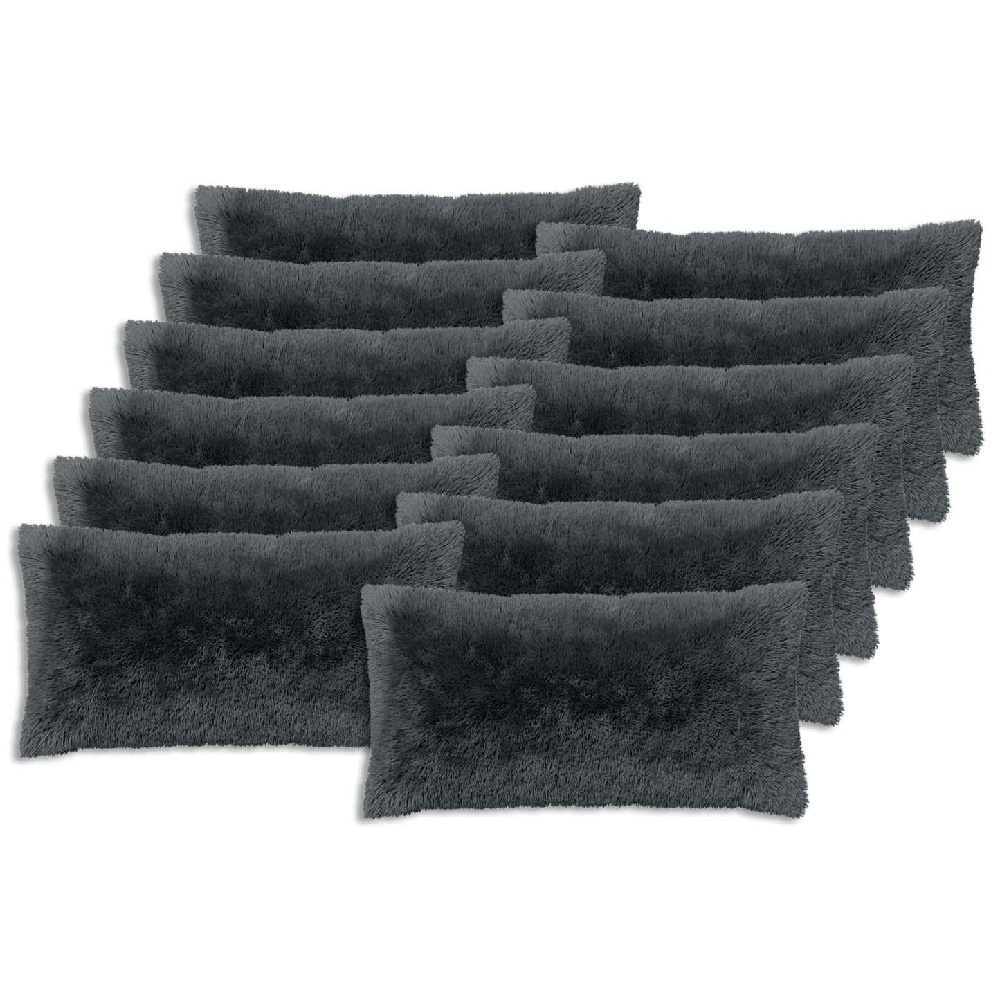 Cushion Cover 12 pcs HEERLEN Anthracite 40 x 80 cm PV Fleece