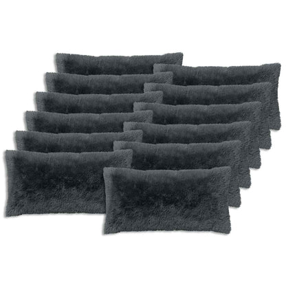 Cushion Cover 12 pcs HEERLEN Anthracite 40 x 80 cm PV Fleece