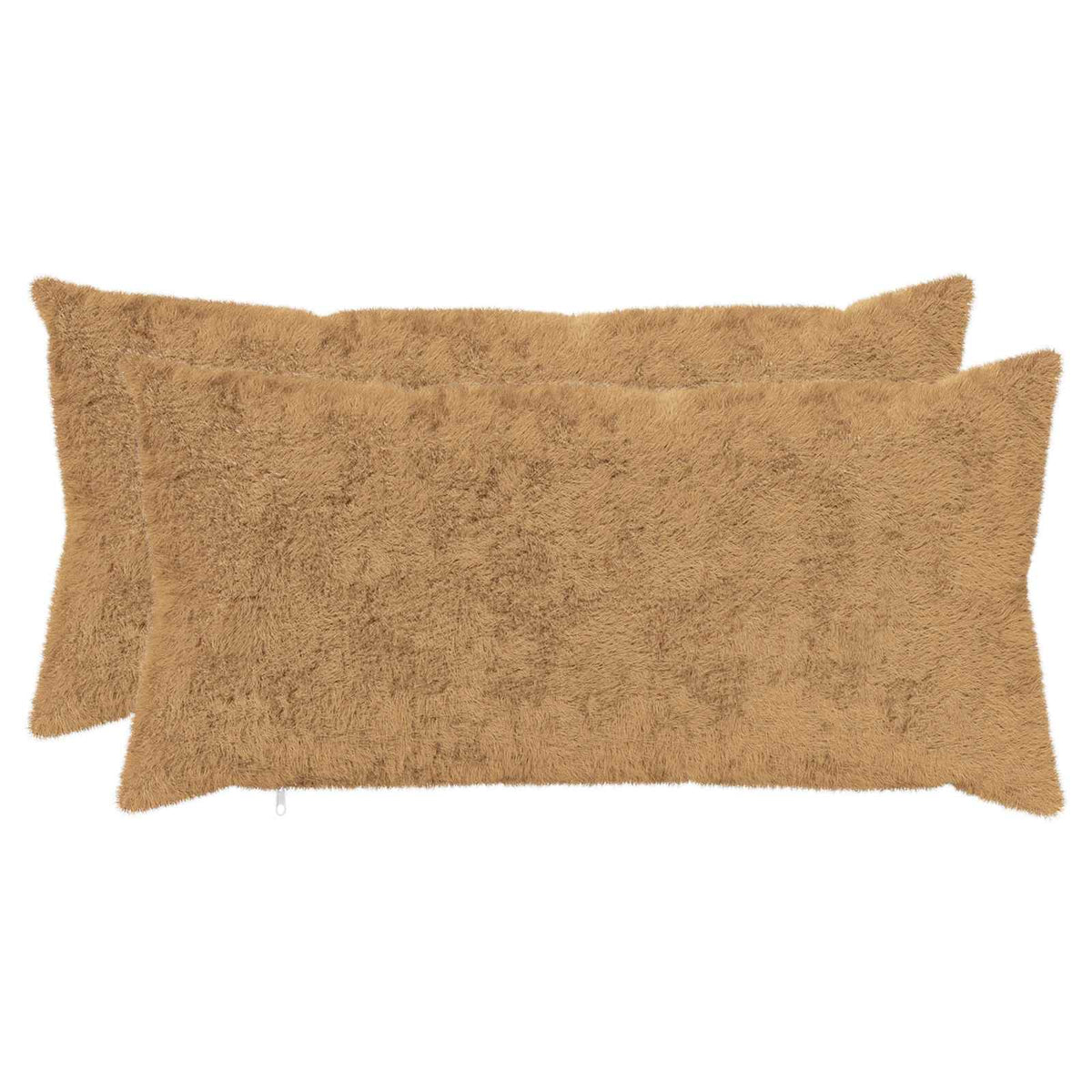 Cushion Cover 2 pcs HEERLEN Taupe 40 x 80 cm Faux Rabbit Fur