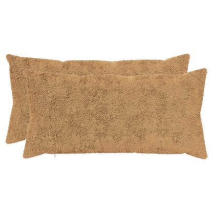 Cushion Cover 2 pcs HEERLEN Taupe 40 x 80 cm Faux Rabbit Fur
