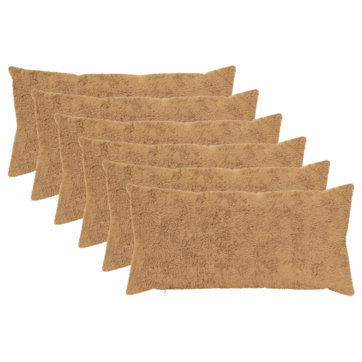 Cushion Cover 6 pcs HEERLEN Taupe 40 x 80 cm Faux Rabbit Fur