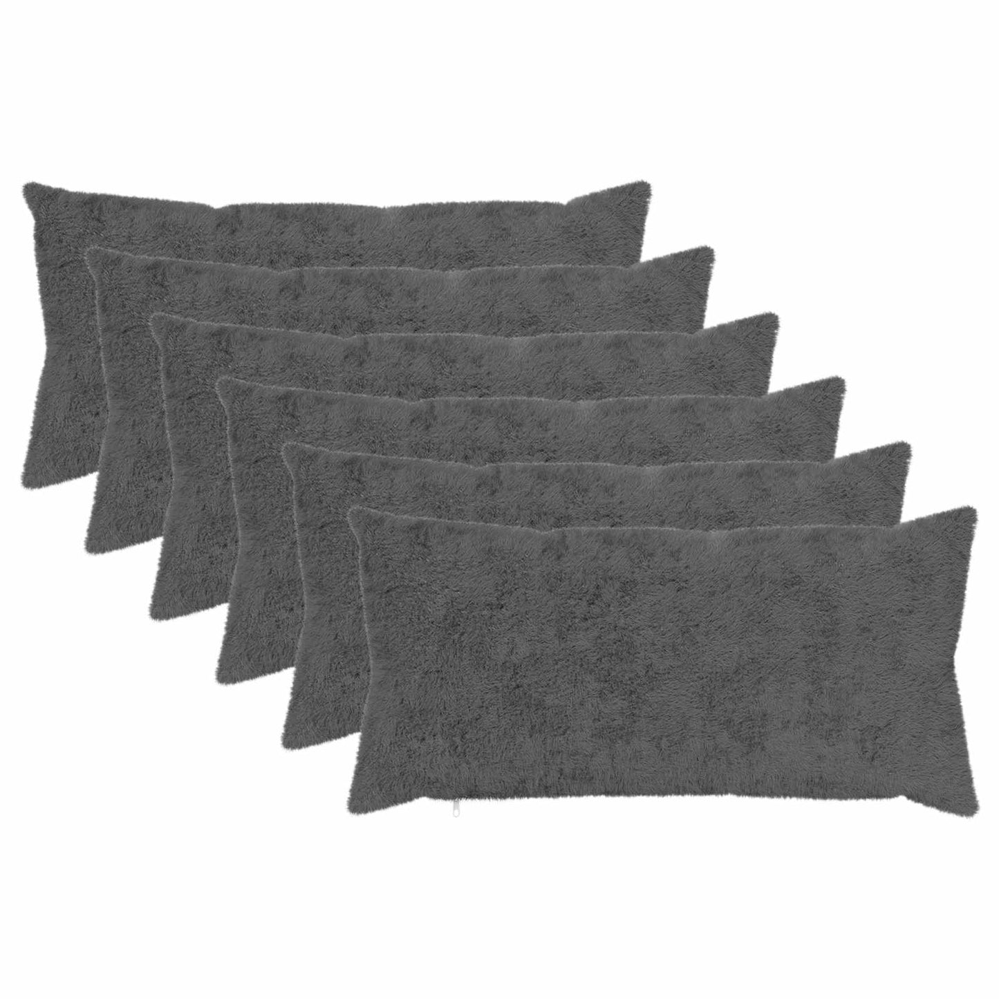 Cushion Cover 6 pcs HEERLEN Dark Grey 40 x 80 cm
