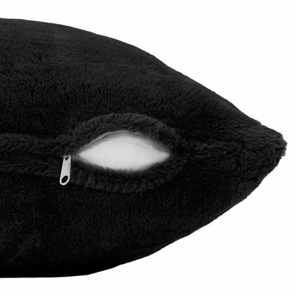 Cushion Cover 2 pcs HEERLEN Black 40 x 80 cm Faux Rabbit Fur