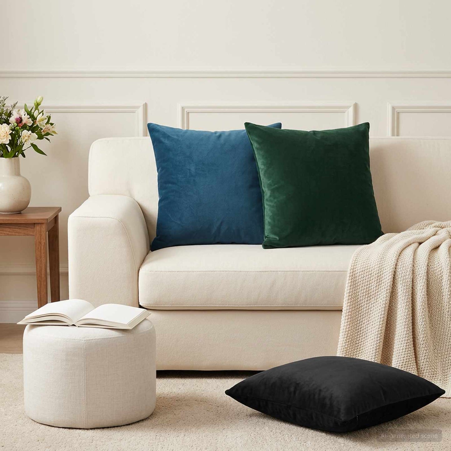 Cushion Cover 12 pcs HEERLEN Blue 50 x 50 cm Velvet