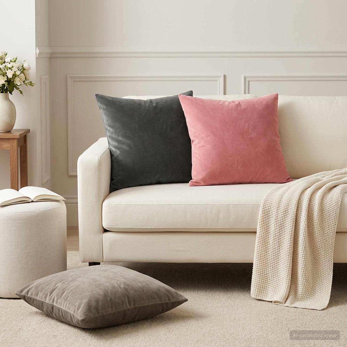 Cushion Cover 6 pcs HEERLEN Pink 45 x 45 cm Velvet