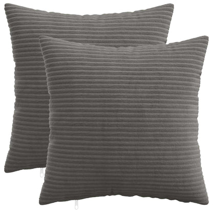 Cushion Cover 2 pcs HEERLEN Dark Grey 45 x 45 cm Corduroy