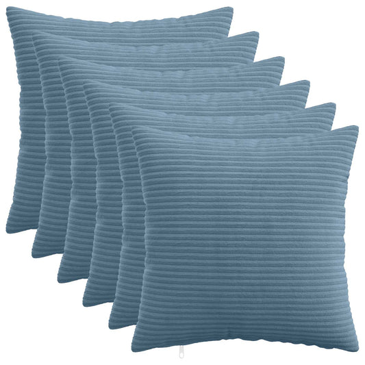 Cushion Cover 6 pcs HEERLEN Blue 45 x 45 cm Corduroy