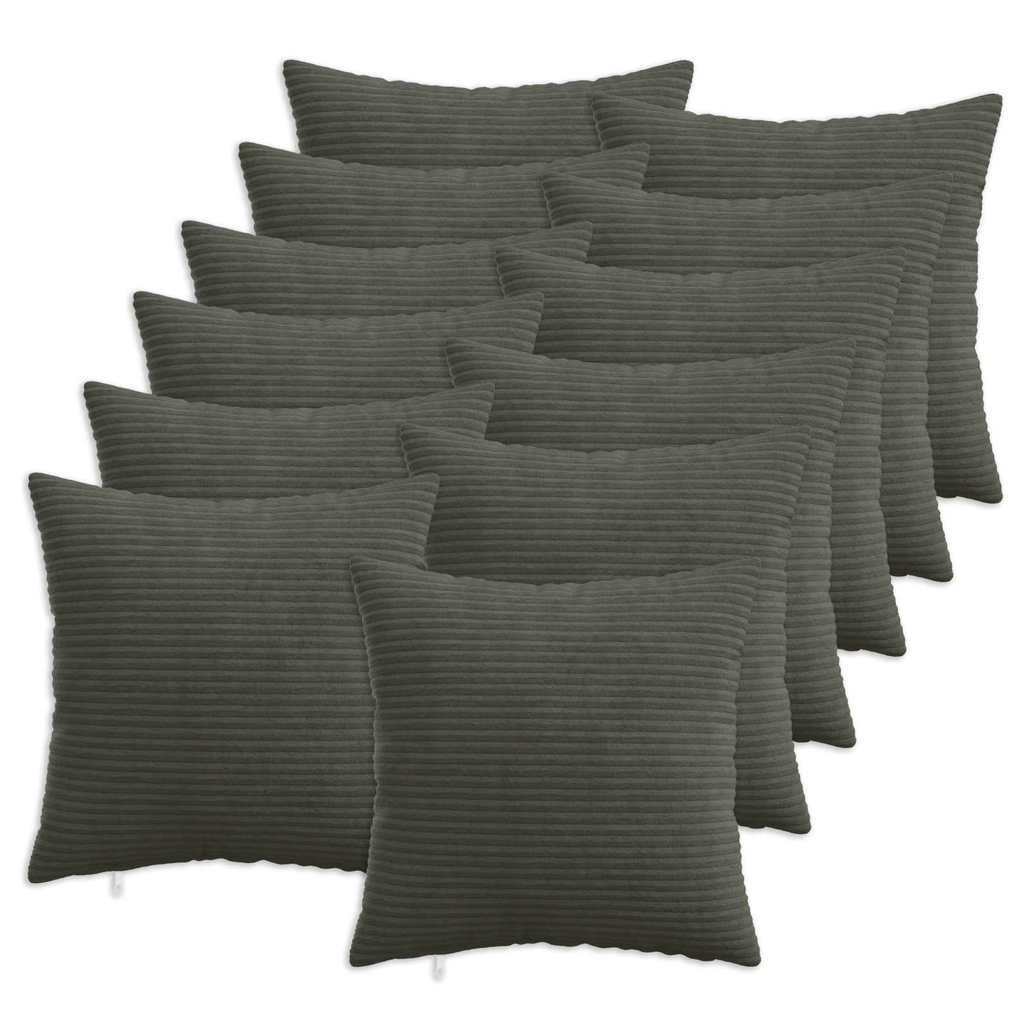 Cushion Cover 12 pcs HEERLEN Anthracite 45 x 45 cm Corduroy