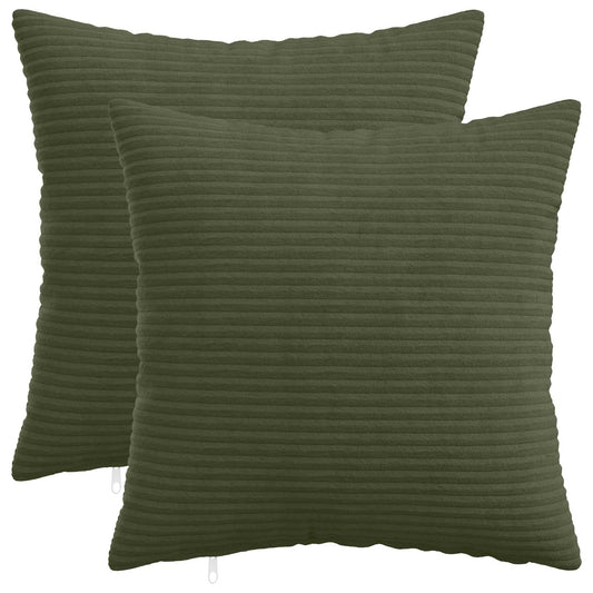 Cushion Cover 2 pcs HEERLEN Green 45 x 45 cm Corduroy