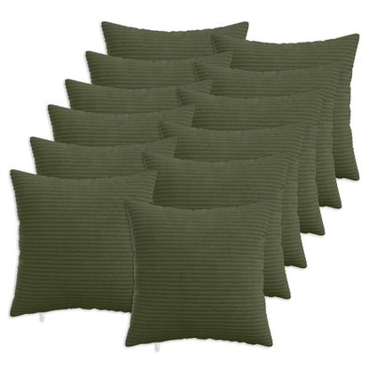 Cushion Cover 12 pcs HEERLEN Green 45 x 45 cm Corduroy