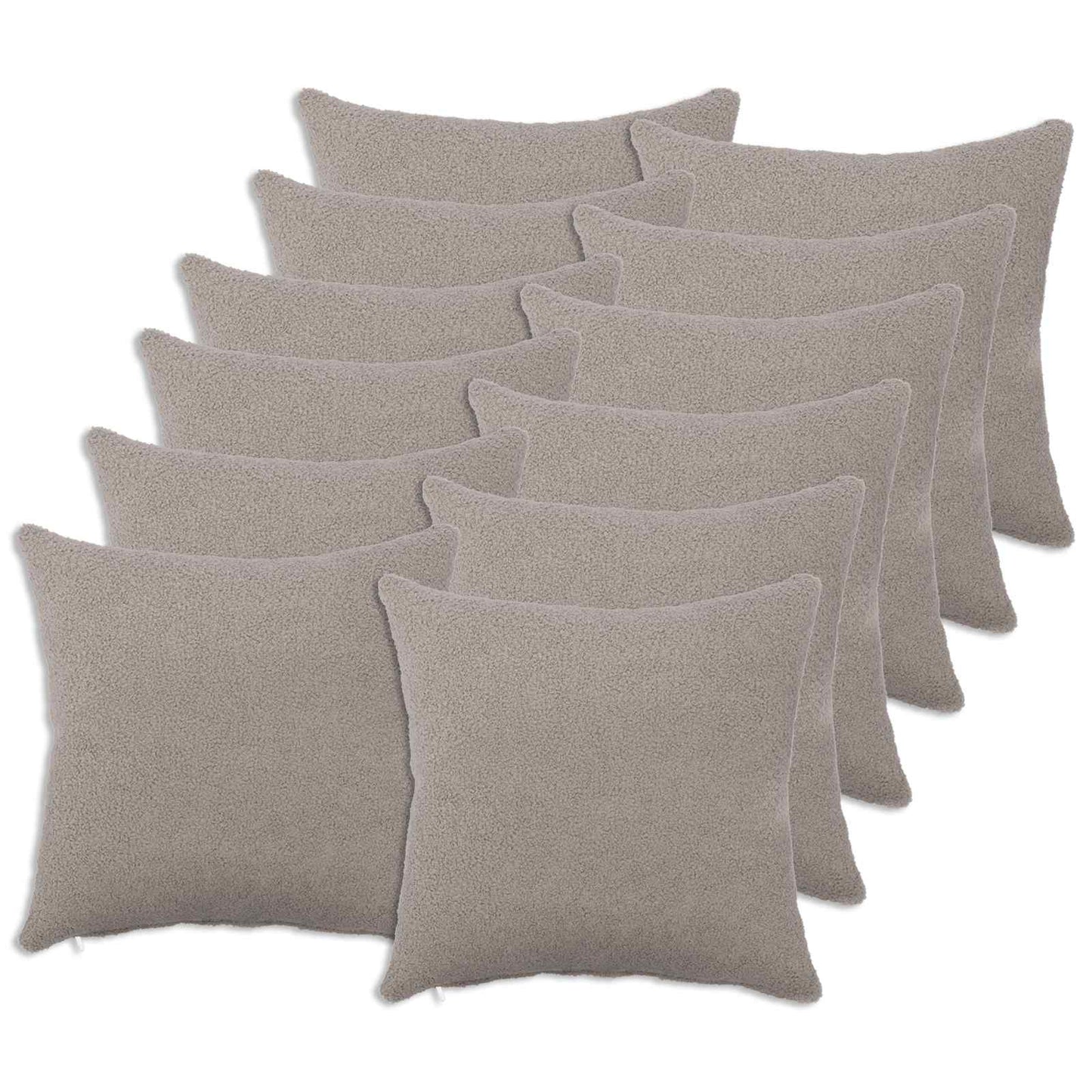 Cushion Cover 12 pcs HEERLEN Light Grey 45 x 45 cm Bouclé