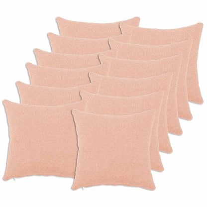 Cushion Cover 12 pcs HEERLEN Pink 45 x 45 cm Bouclé
