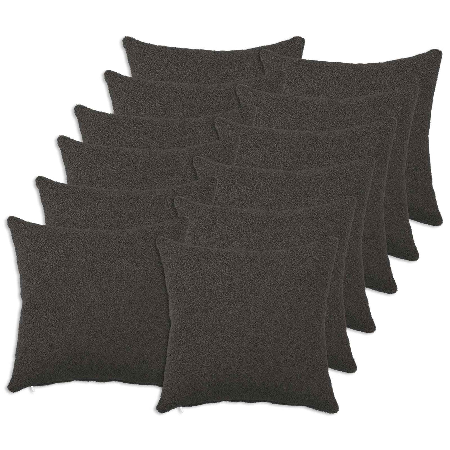 Cushion Cover 12 pcs HEERLEN Dark Grey 45 x 45 cm Bouclé