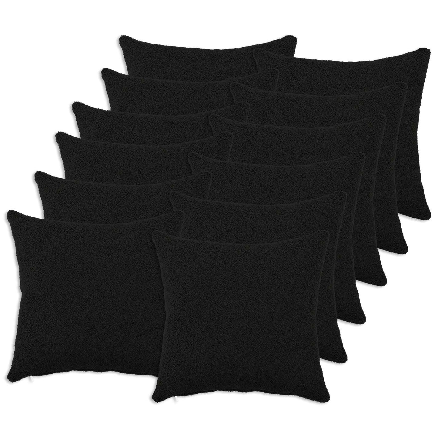 Cushion Cover 12 pcs HEERLEN Black 45 x 45 cm Bouclé