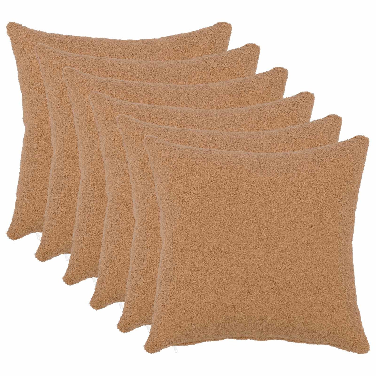 Cushion Cover 6 pcs HEERLEN Beige 45 x 45 cm Bouclé