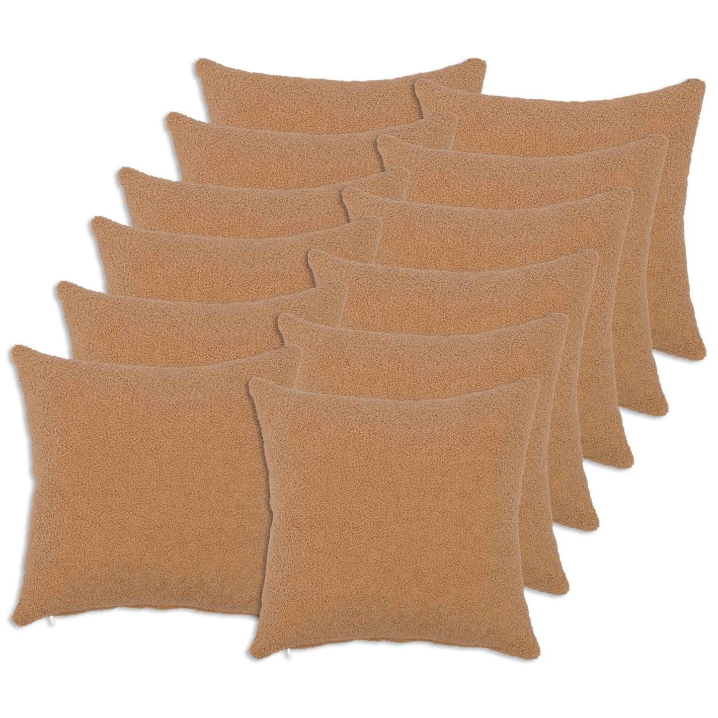 Cushion Cover 12 pcs HEERLEN Beige 45 x 45 cm Bouclé