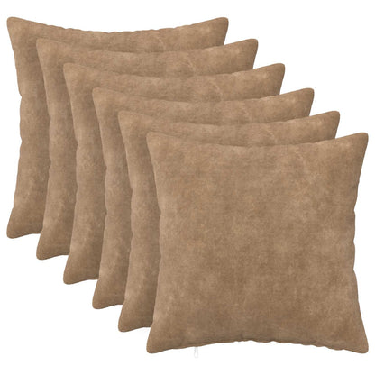 Cushion Cover 6 pcs HEERLEN Taupe 45 x 45 cm Microfiber Fleece