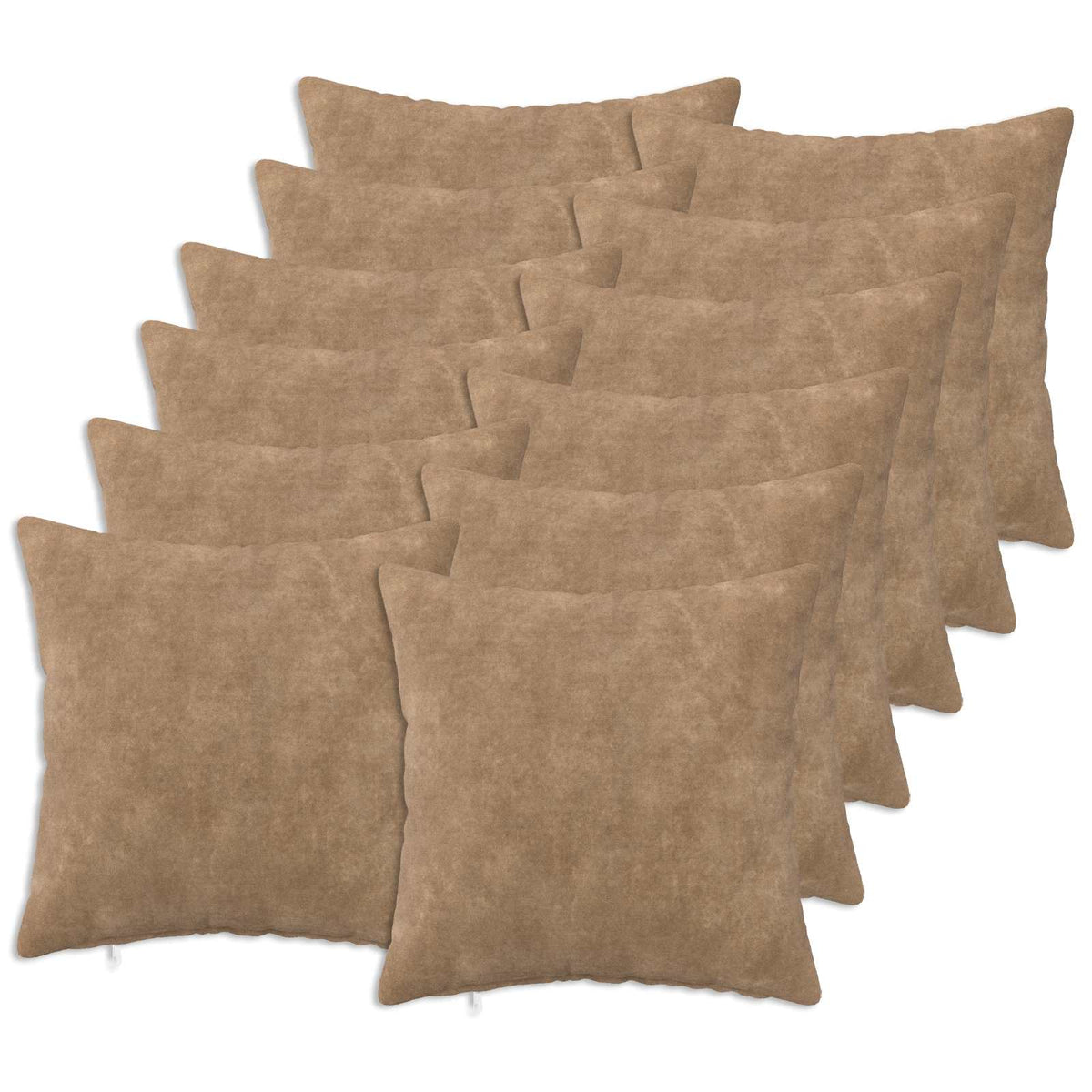 Cushion Cover 12 pcs HEERLEN Taupe 45 x 45 cm Microfiber Fleece