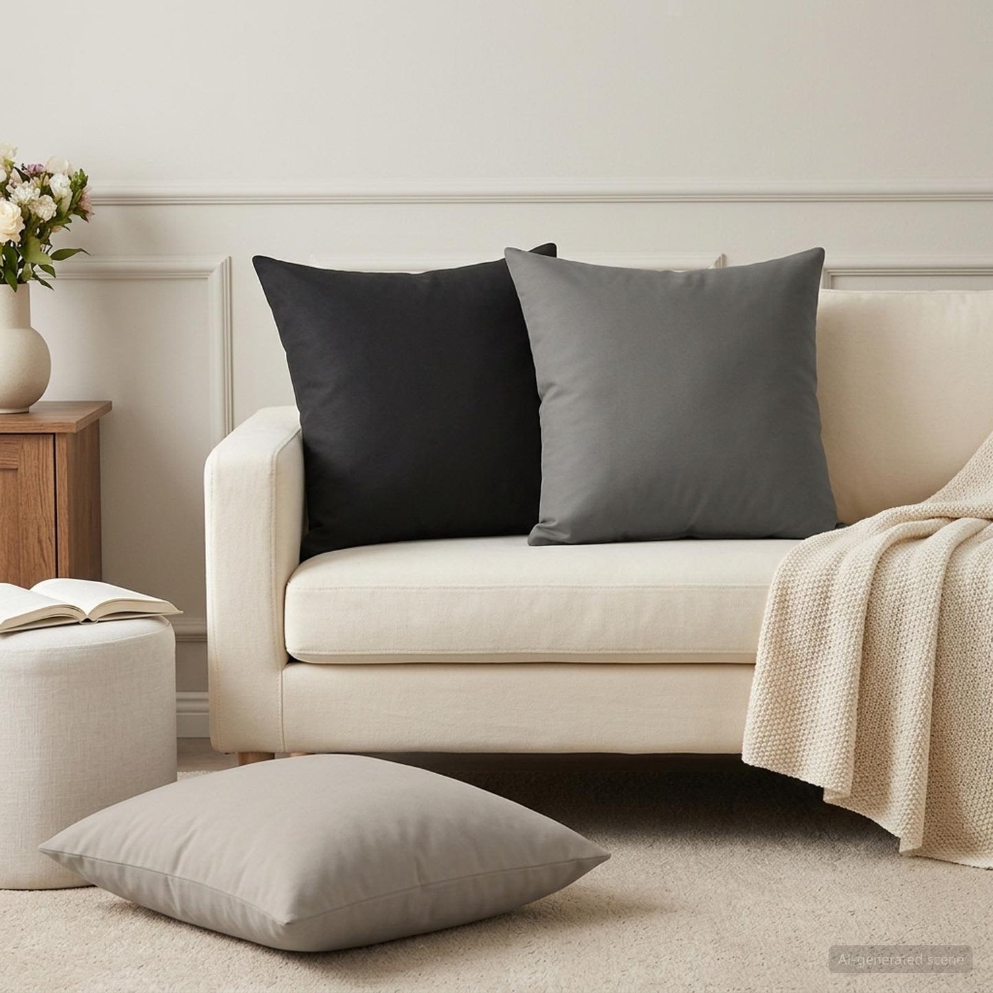 Cushion Cover 12 pcs HEERLEN Black 50 x 50 cm Polyester