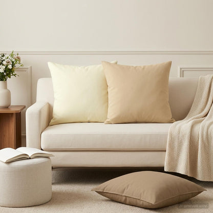 Cushion Cover 2 pcs HEERLEN Beige 45 x 45 cm Polyester