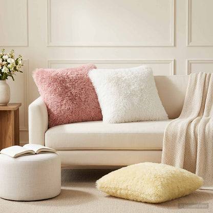 Cushion Cover 12 pcs HEERLEN Cream 50 x 50 cm PV Fleece