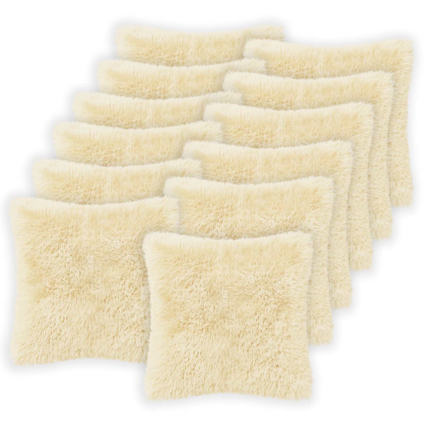 Cushion Cover 12 pcs HEERLEN Cream 45 x 45 cm PV Fleece